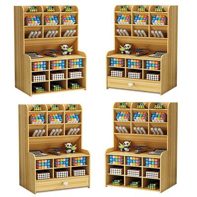 创意木质文件桌面分格笔筒收纳盒DIY组装办公文具整理盒