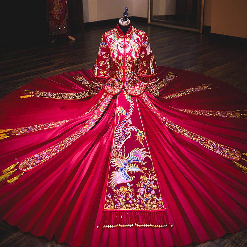 秀禾服新娘2023新款结婚秀禾中式婚纱礼服古代婚服孕妇小个子秀和_虎窝淘