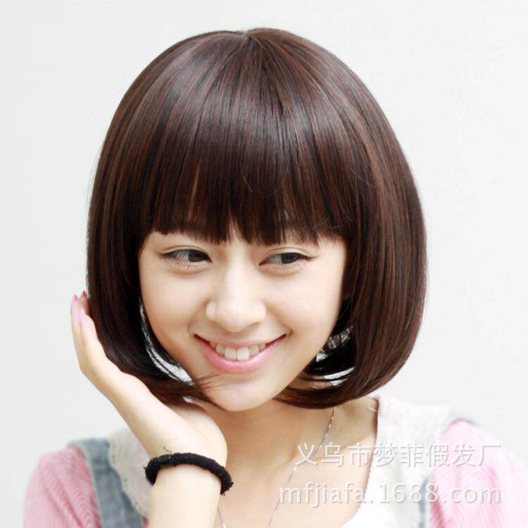 工厂 外贸假发女短发 bobo头学生发 短直发齐刘海整顶假发套