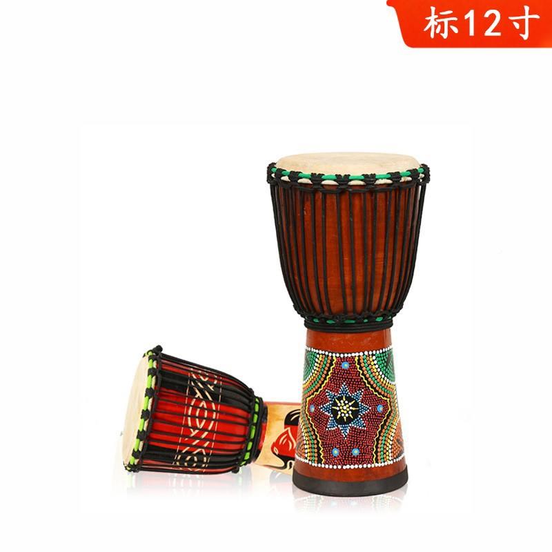 厂家直销12寸印尼彩绘非洲鼓入门小学生初学者鼓山羊皮非洲鼓