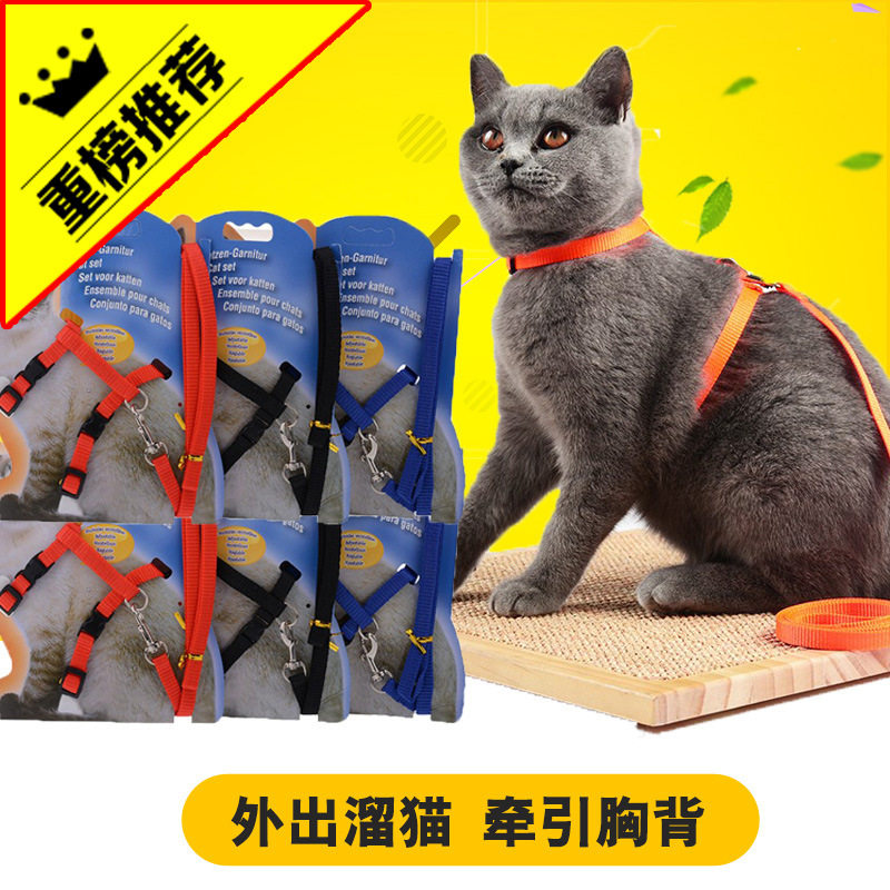 T猫咪牵引绳猫咪专用工字型胸背带遛猫绳子尼龙 猫猫牵引带领头王