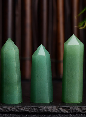 柱热销东陵玉柱单尖六棱柱石摆件东陵玉棱柱定制