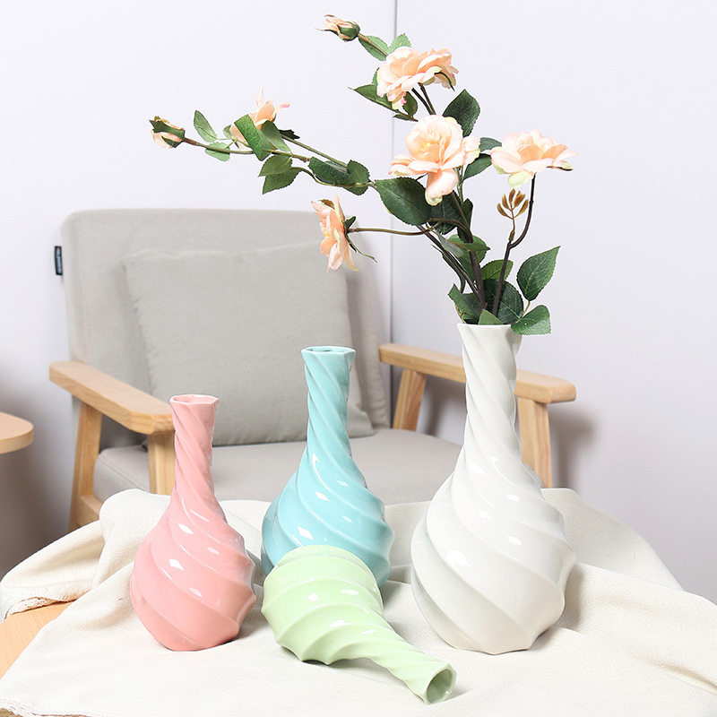 欧式美式家居装饰品陶瓷花瓶花器摆件客厅仿真花干花插花套装摆设