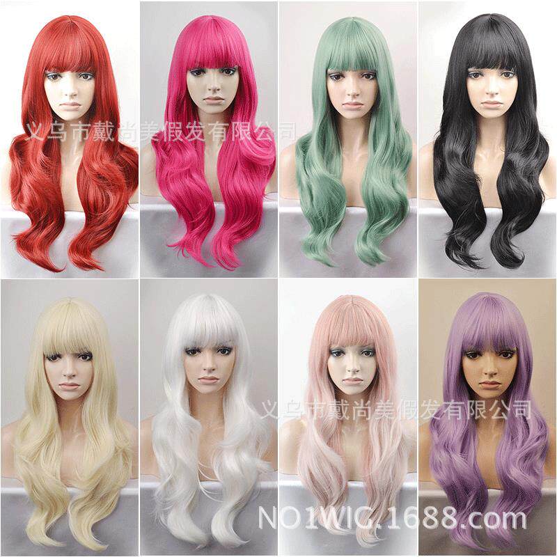 动漫cosplay假发长卷发欧美女长卷发假发多色款假发