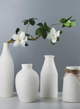 北欧现代简约创意手工拉丝白色花瓶摆件样板间客厅花器家居饰品定