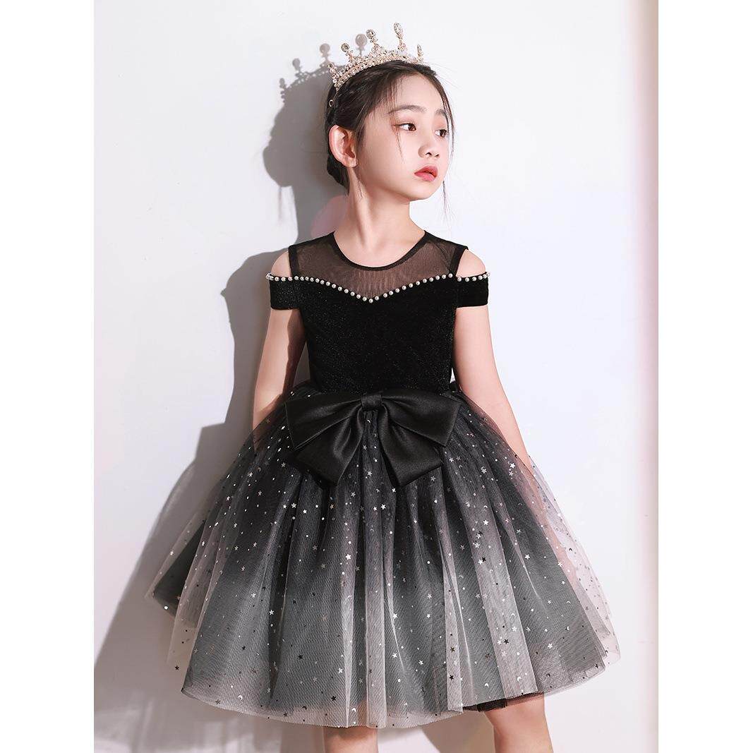 高端钢琴演奏表演礼服女童生日公主裙冬季时尚儿童节主持人演出服