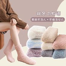睡眠袜子女加绒加厚 秋冬款 日系色地板袜可爱条纹保暖袜子女冬季
