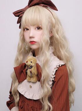 外贸假发女羊毛卷空气刘海玉米烫小波浪长卷发ita萝莉风全头礼物