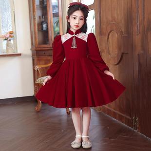 款 女童礼服2027时尚 大气儿童红色生日公主裙主持人钢琴演奏服春季