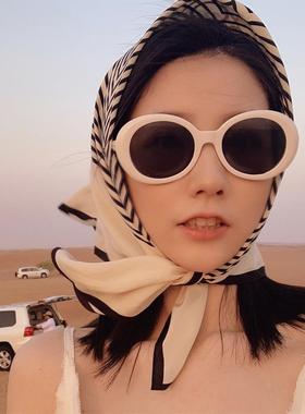 白色圆框墨镜女欧美风太
