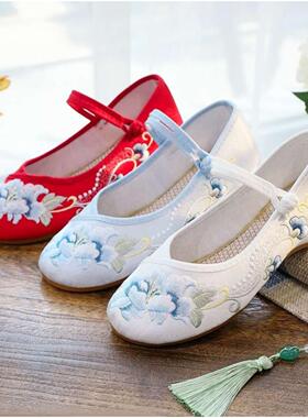 小凌月 2027秋季新品汉元素丝光缎面复古旗袍平底汉服鞋女鞋礼物