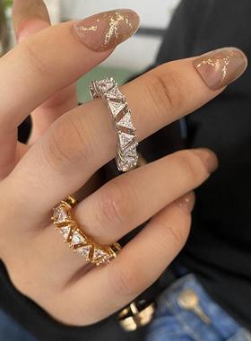 时尚个性ins潮小众设计精致装饰食指指环情侣对戒韩版镀金戒指女