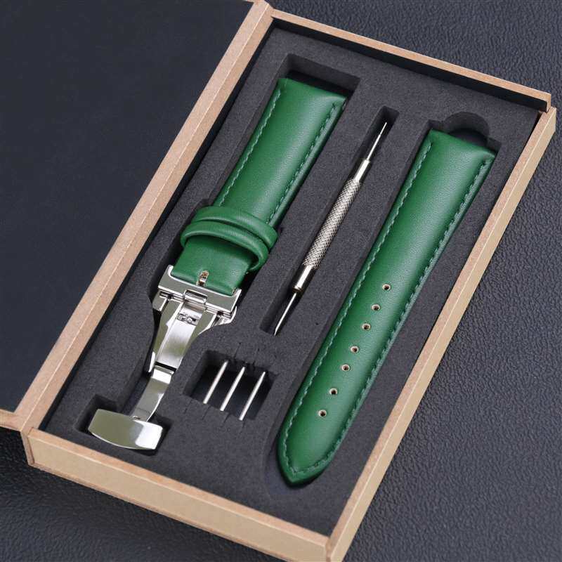 直销针纹车线按扣表带带木盒装10mm-24mm大量