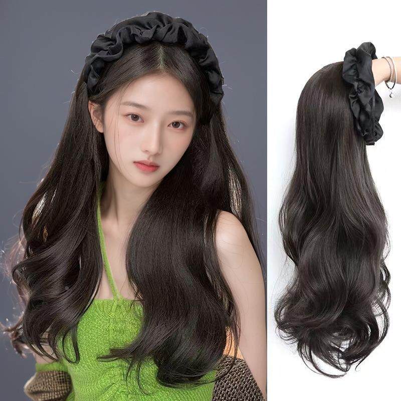 假发女长发发箍假发一体自然时尚微卷发半头套仿真人发假发全礼物