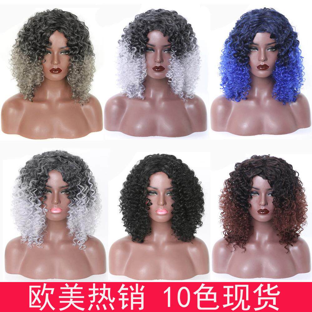 欧美短款卷发头套 非洲女士小卷头套 deep卷外贸假发短发头套礼物