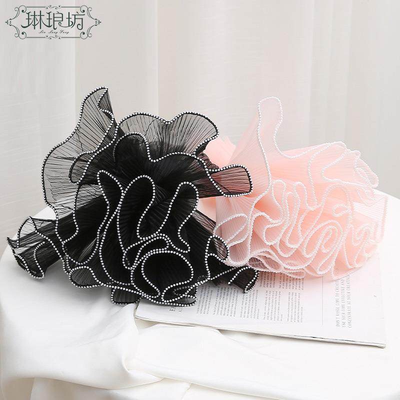 珠纱擎浪花纱鲜花束装饰波浪褶皱仙气网纱28cm4米长花艺用品