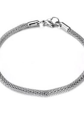 不锈钢链条饰品时尚个性简约手链项链 欧美创意钢色圆网链