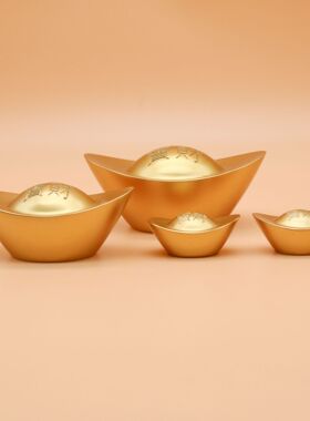 元宝实心沙金铜工艺品摆件仿金 道具装饰品乔迁礼品定制