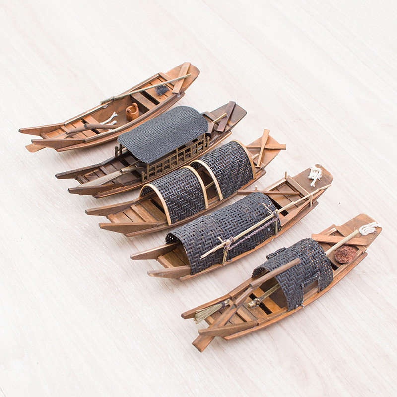 仿古帆船装饰品小船模型手工木制小船模型船模渔船绍兴乌篷船木船