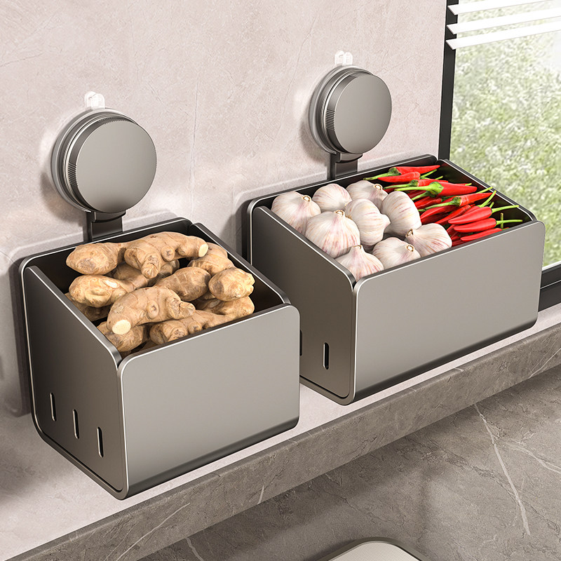 吸盘葱姜蒜收纳盒免打孔厨房置物架壁挂式收纳生姜大蒜小挂篮神器,厨房/烹饪用具,厨房置物架/置物柜/角架,淘宝优惠券,粉丝福利购,淘宝优惠卷