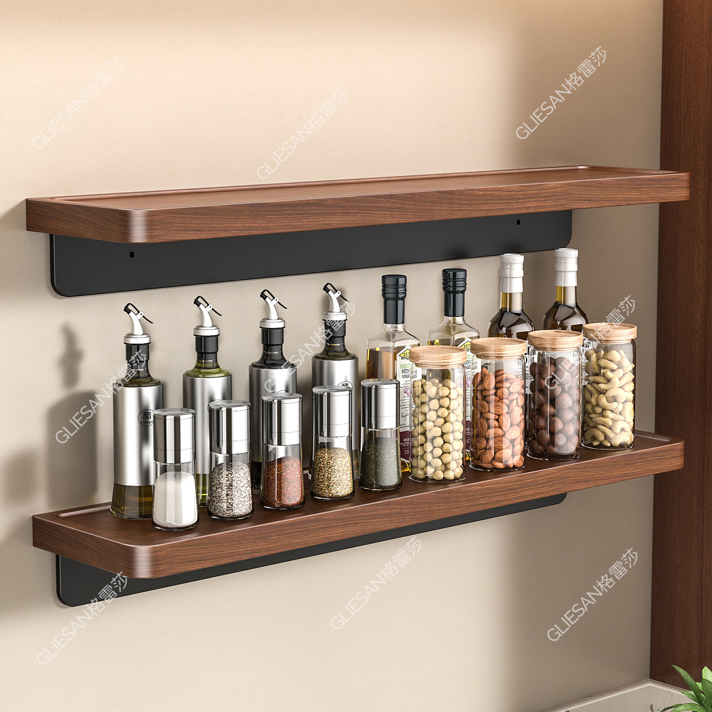 胡桃木一字板免打孔实木层板