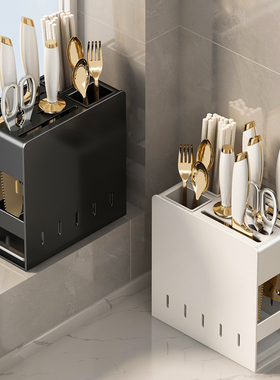 厨房刀架台面壁挂款不锈钢刀架置物架家用多功能放刀具菜刀收纳架