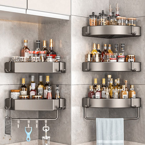 厨房三角置物架免打孔转角收纳架