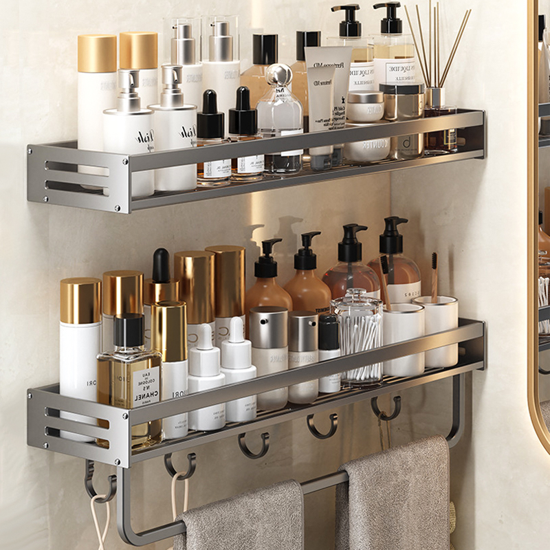 枪灰卫生间置物架浴室免打孔