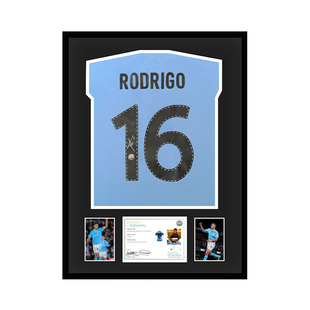 罗德里 亲笔签名2022-23 曼城队球衣 EM证书 精装裱