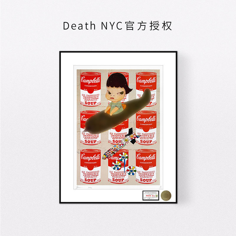 DeathNYC签名版画主卧床头装饰画高级感奈良美智餐厅挂画轻奢感