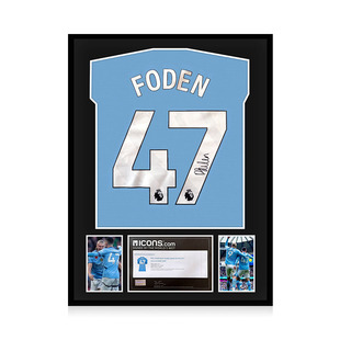 福登 亲笔签名 2023-24赛季曼城队球衣 icons证书 精装裱