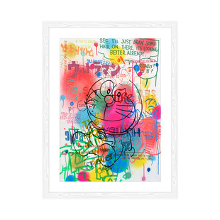 限量999版犹大阿列塔亲签限量版画梦幻涂鸦机器猫装饰画卡通挂画