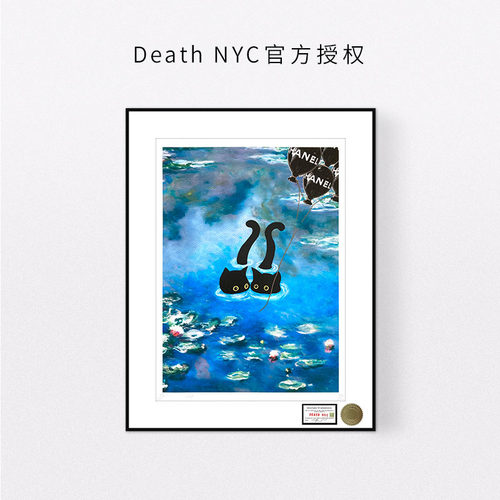 猫咪潮流装饰画睡莲家居艺术挂画