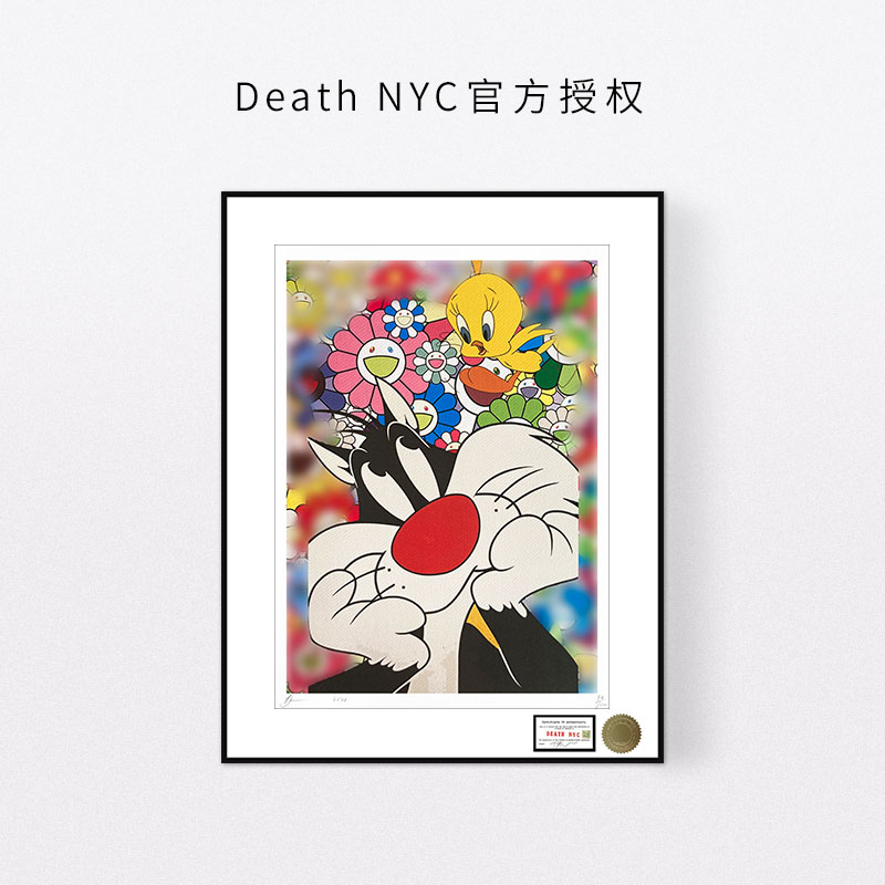 傻大猫装饰画村上隆太阳花挂画