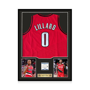 利拉德 球衣Beckett权威认证 亲笔签名波特兰开拓者队红色职业风格