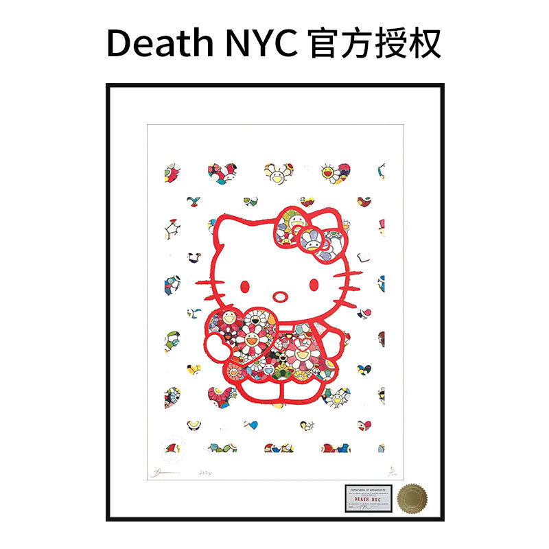 Death NYC亲签限量版画凯蒂猫潮流装饰画hellokitty女孩房间挂画