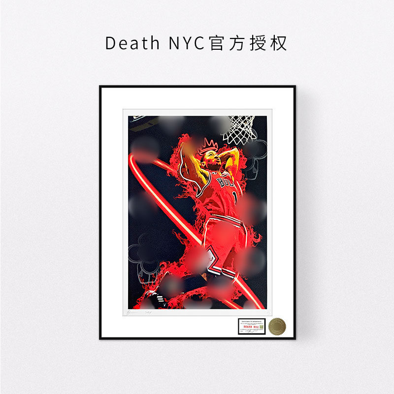 NBA球星德里克罗斯装饰画deathnyc签名版画球迷男生房间挂画