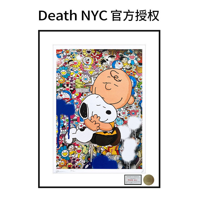 Death NYC签名限量潮流版画查理史努比装饰画机器猫动漫卡通挂画