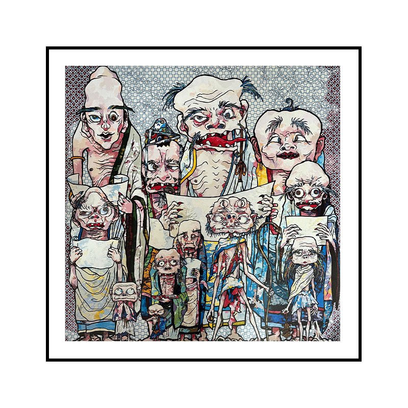 限量300版 村上隆正品十二人罗汉签名胶印版画 经典艺术装饰画