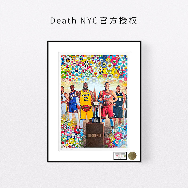 NBA球星詹姆斯东契奇装饰画太阳花男生房间挂画deathnyc签名版画
