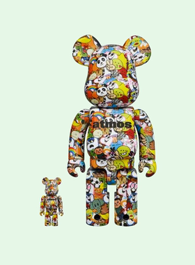 潮流手办积木熊BE@RBRICK表情包EMOJI400%+100%潮流摆件创意礼物