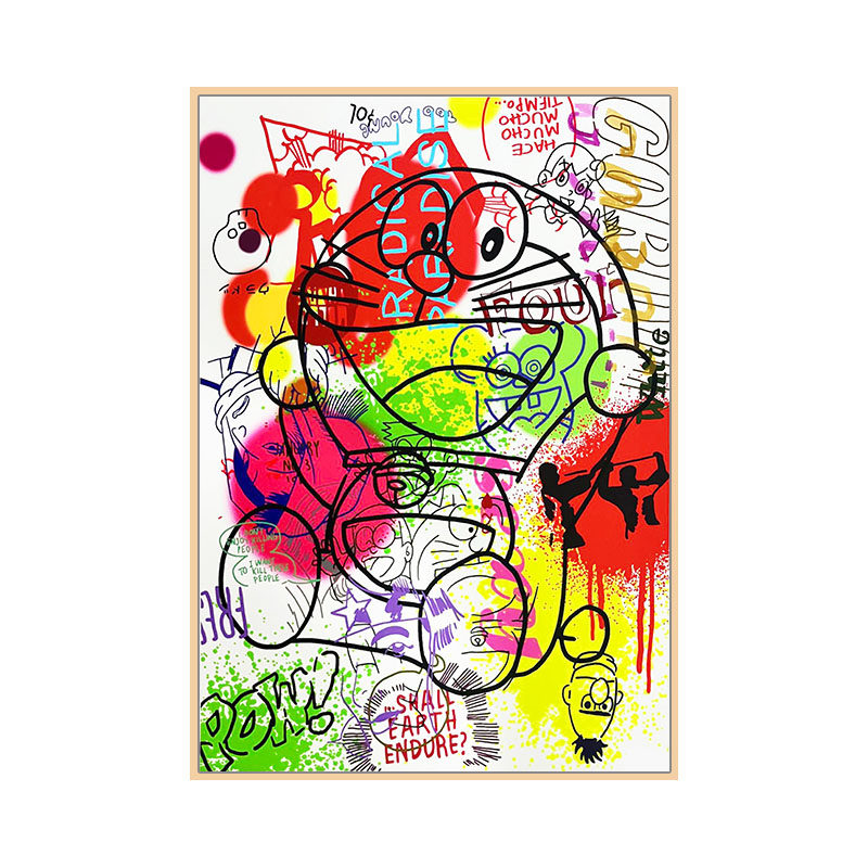 犹大·阿列塔签名限量版画蓝胖子机器猫装饰画沙发背景墙挂画