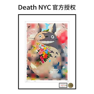Death NYC官方授权龙猫太阳花亲签潮流版画治愈系挂画
