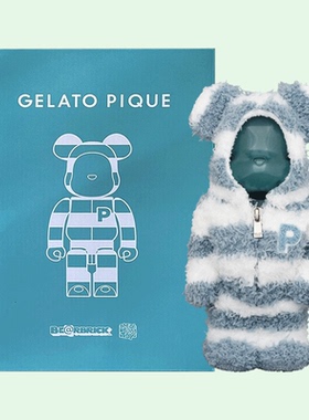 潮玩手办 积木熊Bearbrick×GELATO PIQUE蓝色睡衣熊400%摆件礼物
