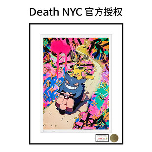 Death NYC亲签限量版画皮卡丘耿鬼装饰画潮流壁画客厅卧室挂画