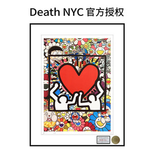Death NYC签名限量版画凯斯哈林举心人装饰画潮流艺术挂画