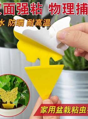 花型蝴蝶型粘虫板黄板双面强力室内专用家用蓟马插杆植物蚊子粘板