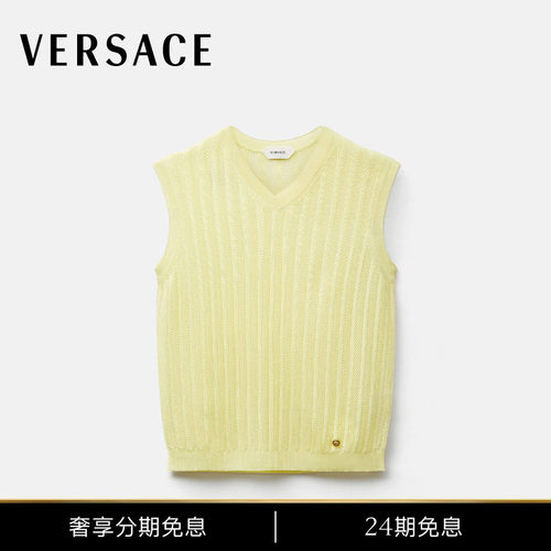 【早秋新品】VERSACE/范思哲 女士粘纤网眼罗纹针织上衣