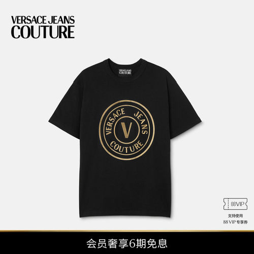【新品】VERSACE JEANS COUTURE 男士印花棉质平纹针织T恤