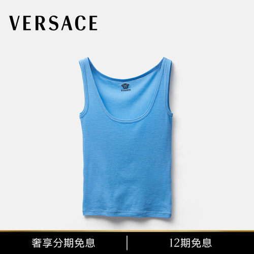 【秀场同款】VERSACE/范思哲 女士刺绣罗纹平纹针织坦克背心